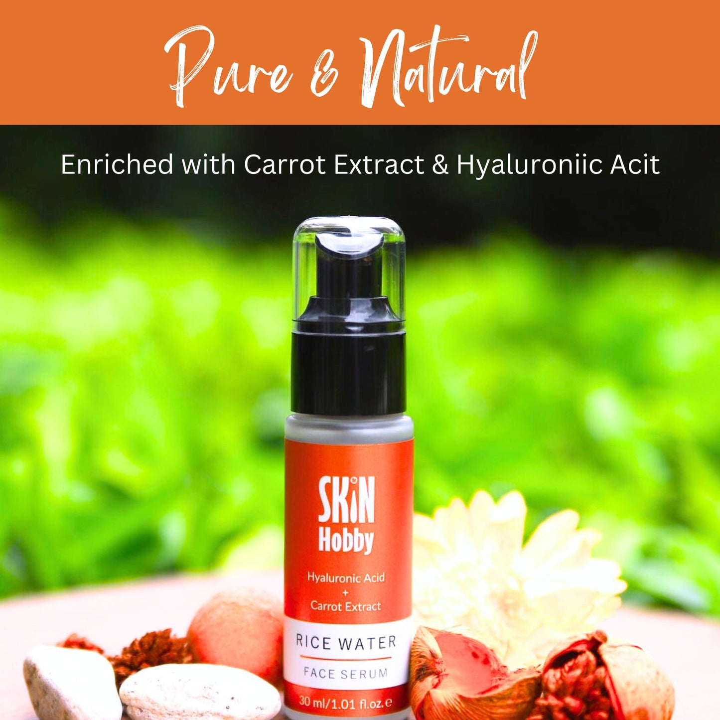 Rice Water Face Serum with Hyaluronic Acid + Carrot Extract